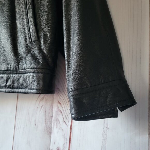 Vintage 90’s PEPSI Men’s L Classic Black Leather Bomber Jacket, Lined, NWOT - Picture 2 of 11